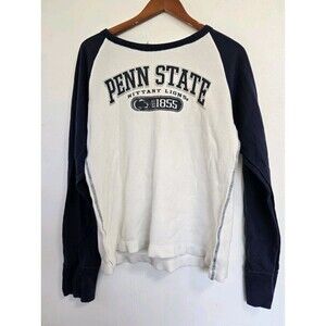 Penn State Nittany Lions Thermal Shirt Mens M White Blue Waffle Knit NCAA